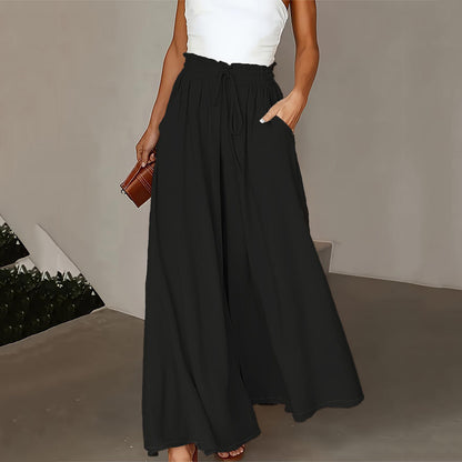 Women’s Plus Size Wide Leg Pants with Paper Bag Waist