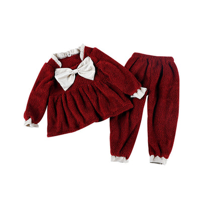 Coral Velvet Princess Two-Piece Homewear – Little Girl Set