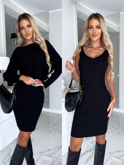 Women’s 2-Piece Stripe Top & Suspender Skirt Set