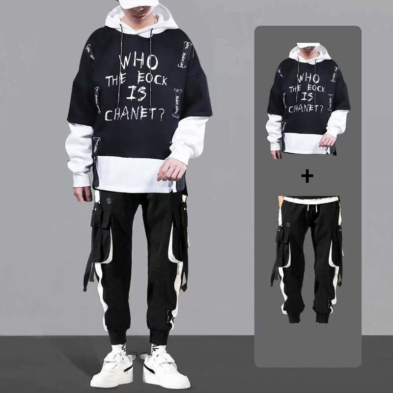 Men’s Long Sleeve Loose Hoodie & Sweatshirt Set