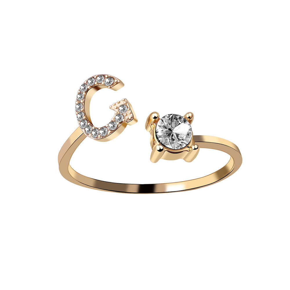 Adjustable Initial Letter Ring for Women – Elegant Fashion Jewelry