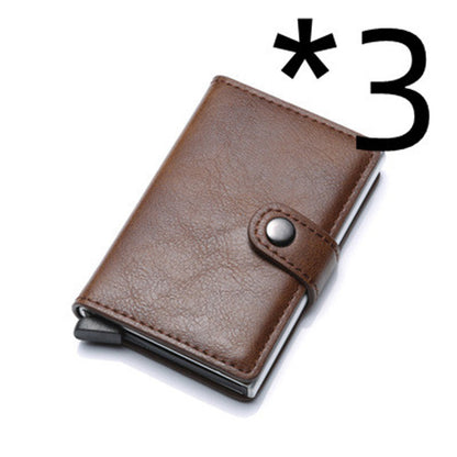 RFID Vintage Men’s Wallet – Aluminum Card Holder with Leather Cover