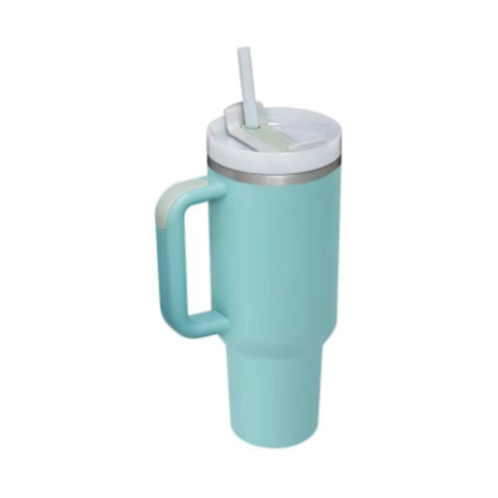 40 oz Insulated Tumbler with Handle & Straw – Stainless Steel Spill-Proof Travel Mug for Car, Office, Gym