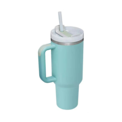 40 oz Insulated Tumbler with Handle & Straw – Stainless Steel Spill-Proof Travel Mug for Car, Office, Gym