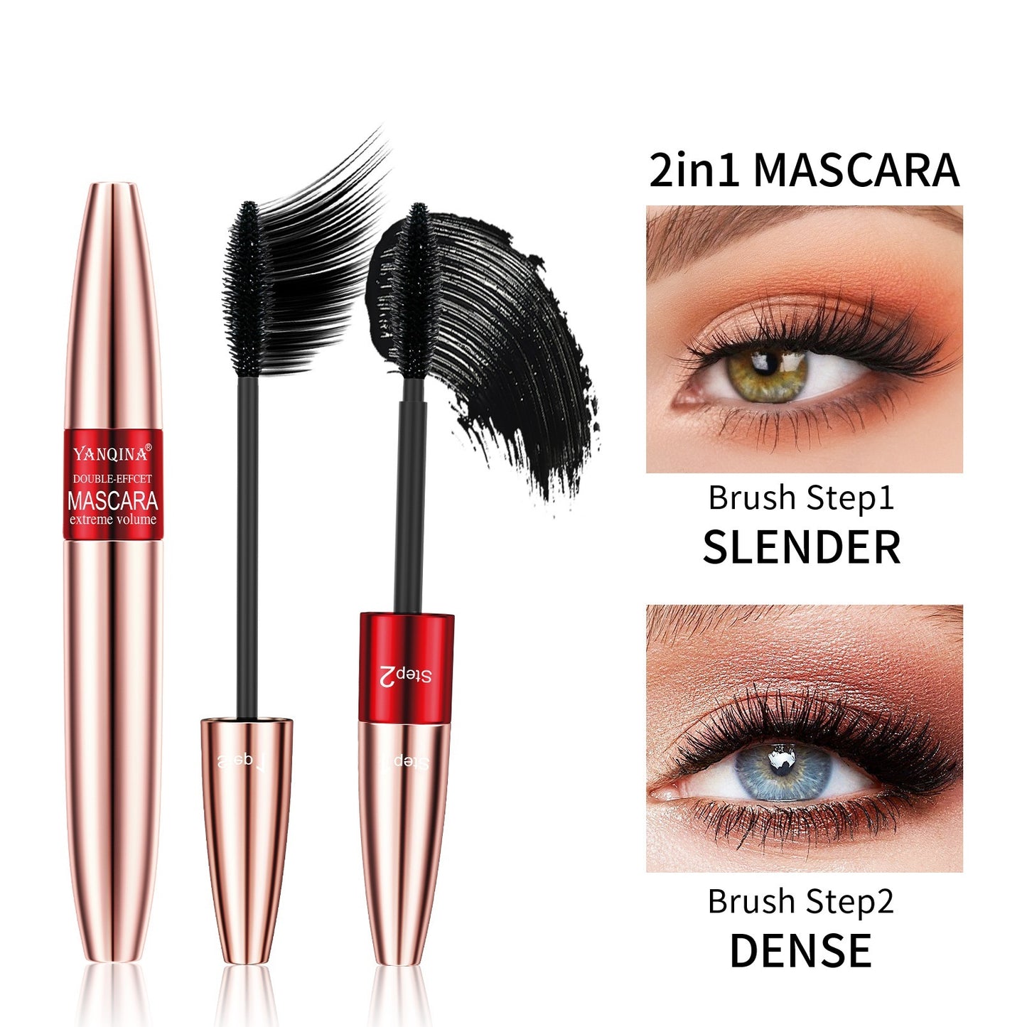 Face Makeup Double-headed Mascara 2-in-1 Not Smudge Long
