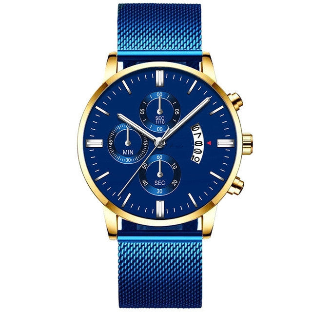 Men’s Luxury Business Quartz Watch – Mesh Band Design
