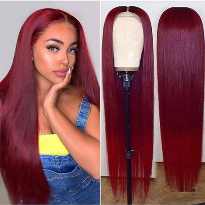 Long Straight Front Lace Wig – Full Headgear Smooth Hair