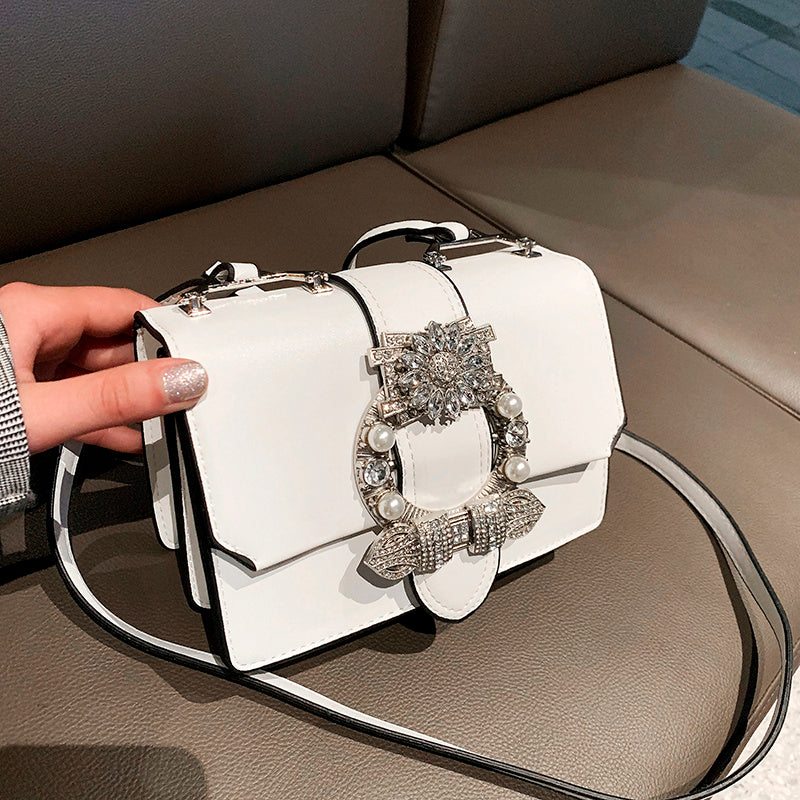 Elegant Designer Handbag with Diamond Lock
