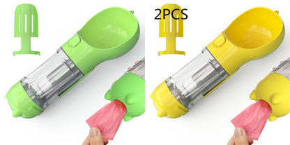 3-in-1 Dog & Cat Water Bottle – Portable Feeder, Bowl & Garbage Bag Dispenser for Travel