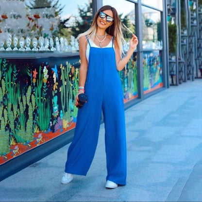 Plus Size Women’s Sleeveless Casual Jumpsuit with Pockets