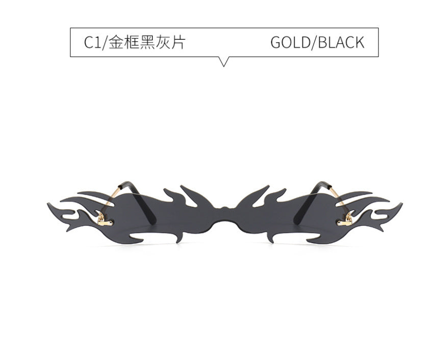 Flame One-piece Sunglasses Men And Women Catwalk Decorative Sunglasses