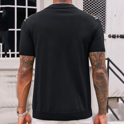 Men’s Casual Striped Jacquard Sweater – Lightweight Knit Pullover for Everyday Wear