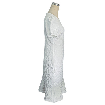 Women’s Floral Jacquard Puff Sleeve Bodycon Dress