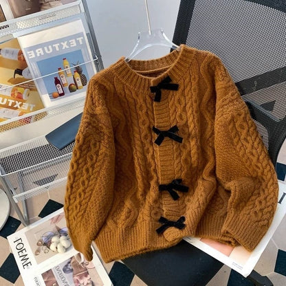 Women’s Retro Twist Bow Sweater Coat