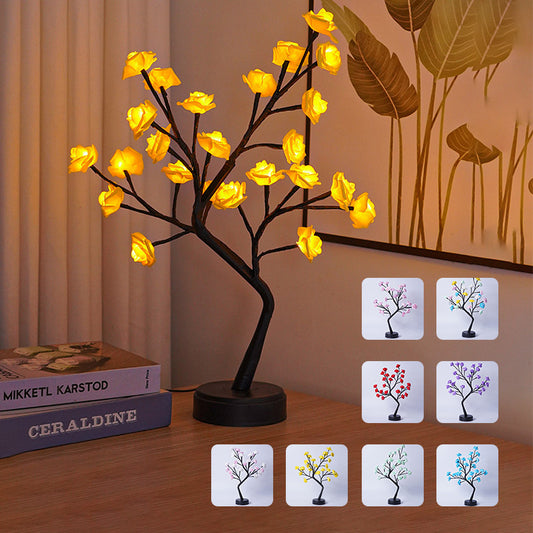Flower Tree Rose Table Lamp – USB Fairy Night Light for Home & Gifts