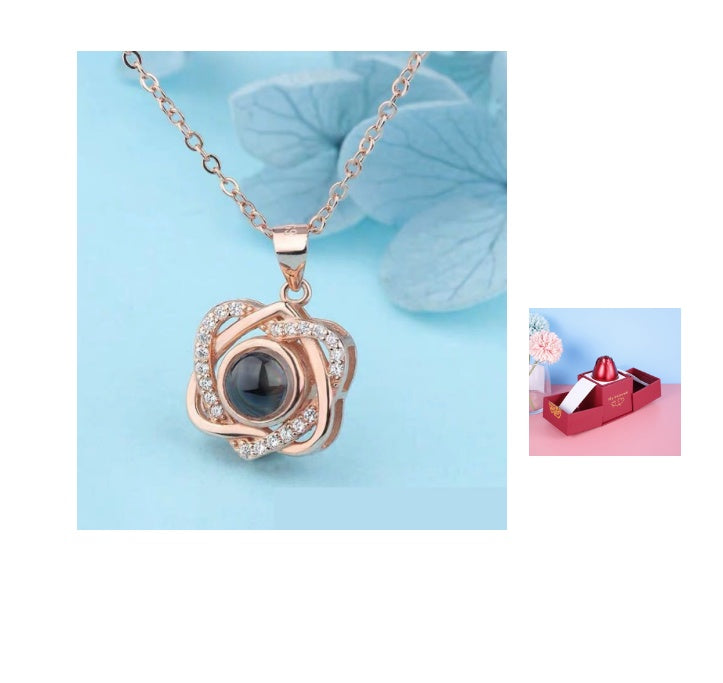 Valentine’s Day Metal Rose Jewelry Box – Necklace Gift