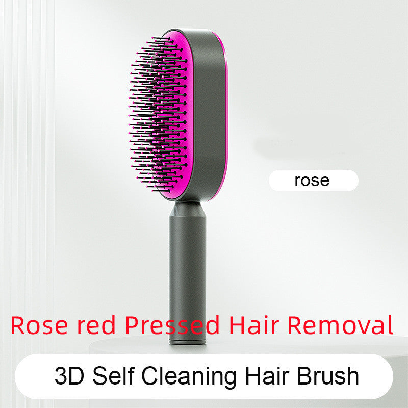 "Self-Cleaning Hair Brush for Women with Scalp Massage & Anti-Static Features"