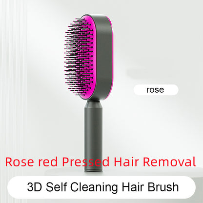 "Self-Cleaning Hair Brush for Women with Scalp Massage & Anti-Static Features"