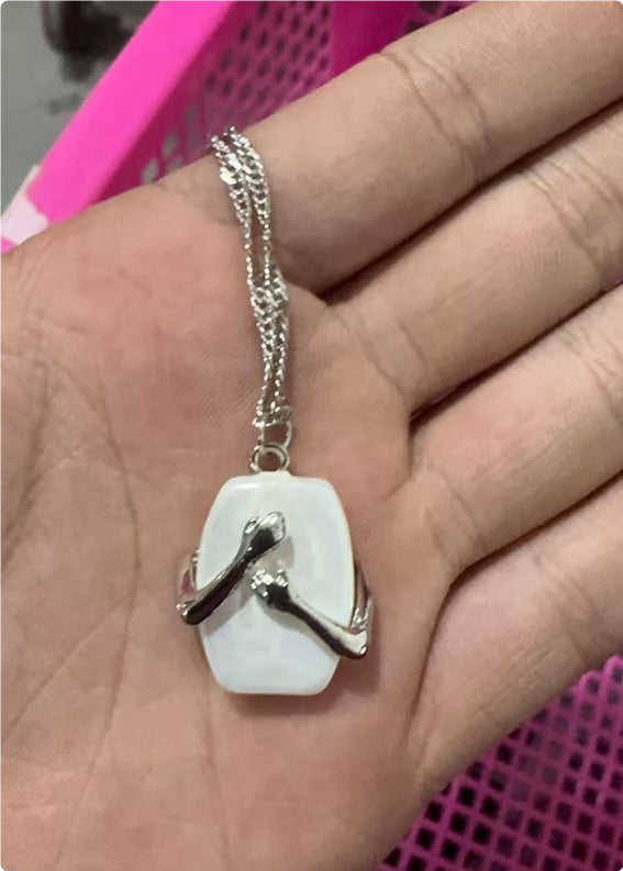 Square Baroque Pearl Couple Pendant Necklace