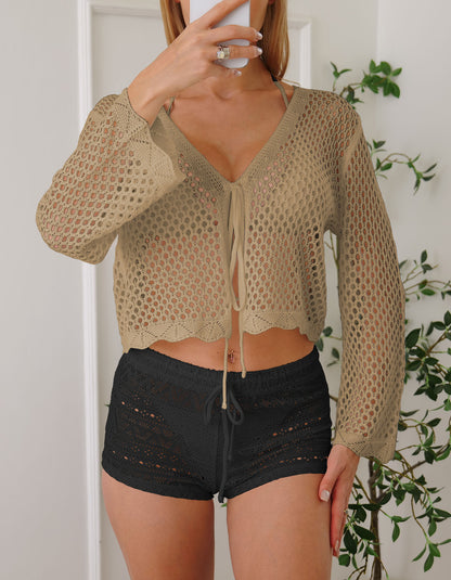 Women’s Cotton Hollow Cardigan Blouse