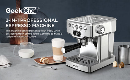 Geek Chef 20-Bar Espresso Machine – Coffee Maker with Milk Frother