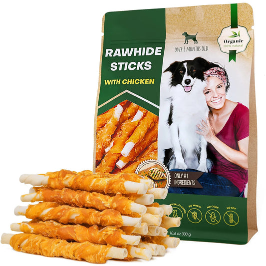 Dog Sticks Wrapped with Chicken – Natural Grain-Free Training Chew Treats (Bulk)