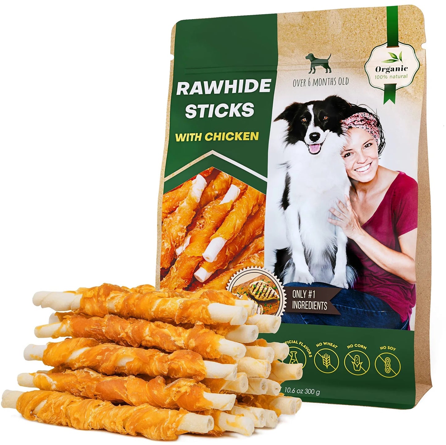 Dog Sticks Wrapped with Chicken – Natural Grain-Free Training Chew Treats (Bulk)