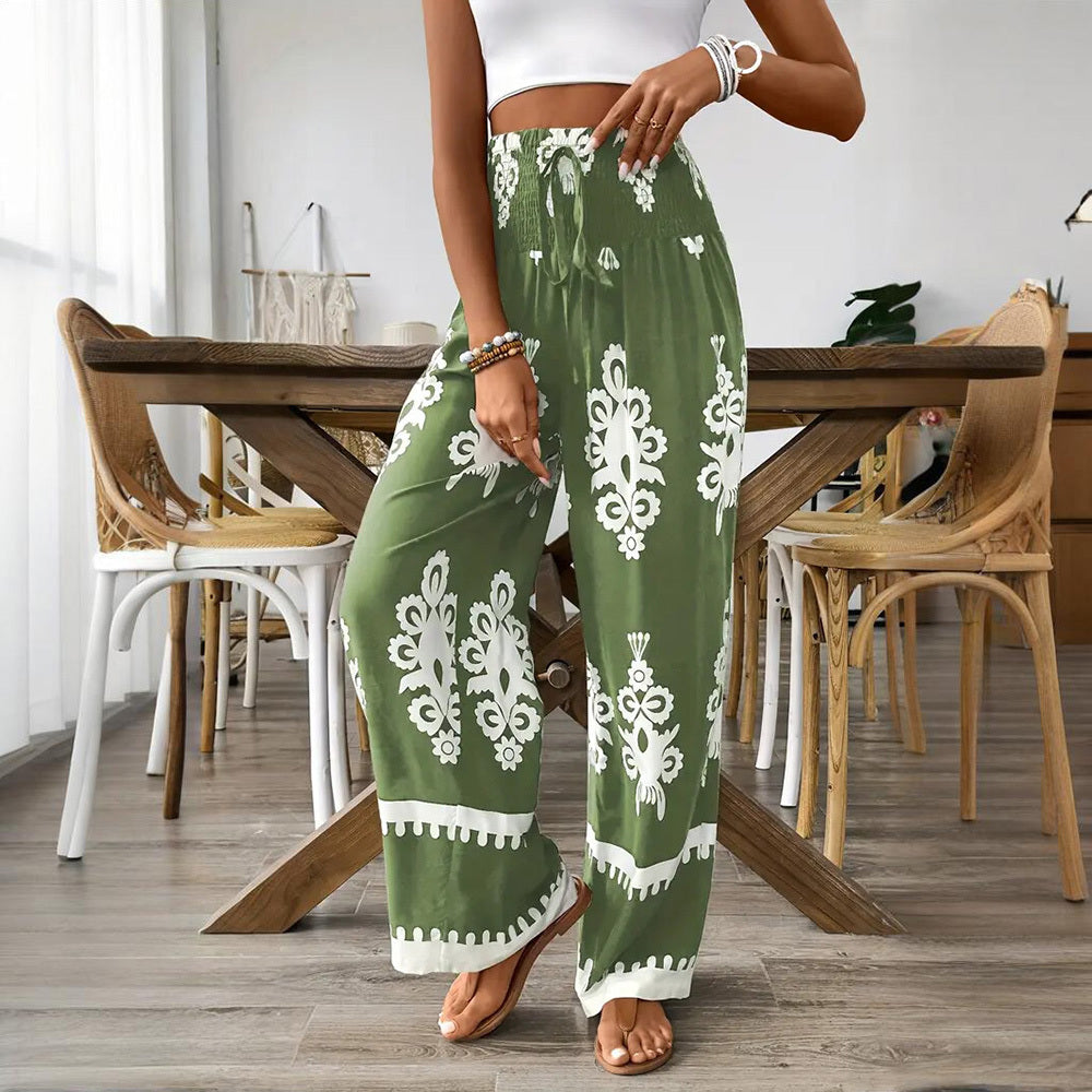 High Waist Wide Leg Pants – Geometric Print