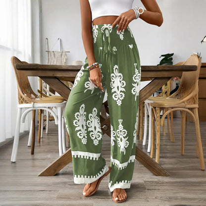 High Waist Wide Leg Pants – Geometric Print