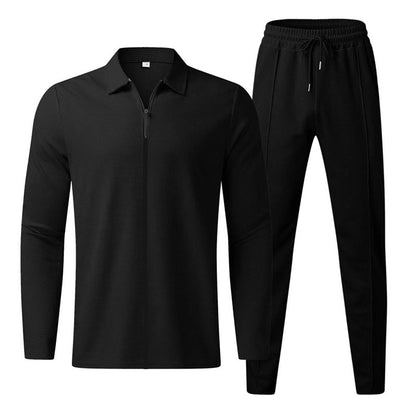Men’s Casual Sports Set – Zipper Cardigan & Jogger Pants Two-Piece Tracksuit