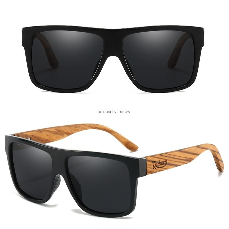 DUBERY Cross-border New Arrival Zebra Print Wood Glasses Men Women Black Walnut Polarized Sunglasses D240