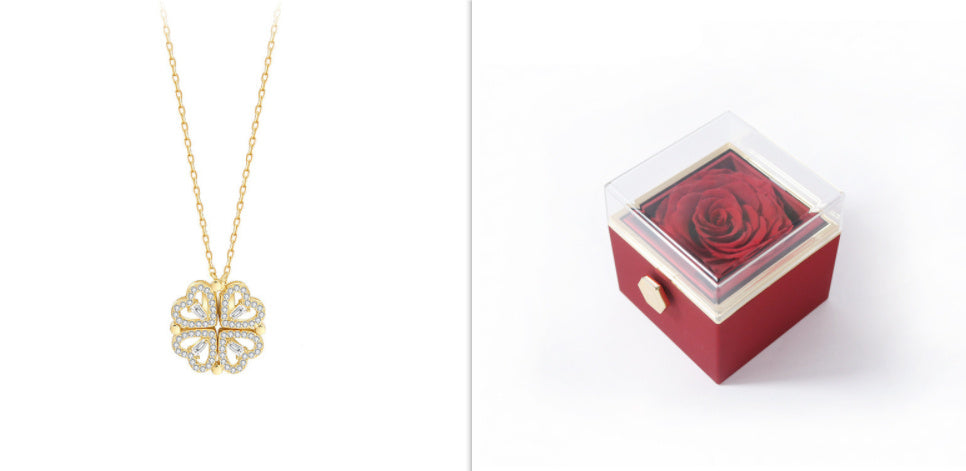 Women’s Zircon Four-leaf Clover Necklace – Multi-Wear Detachable Clavicle Chain