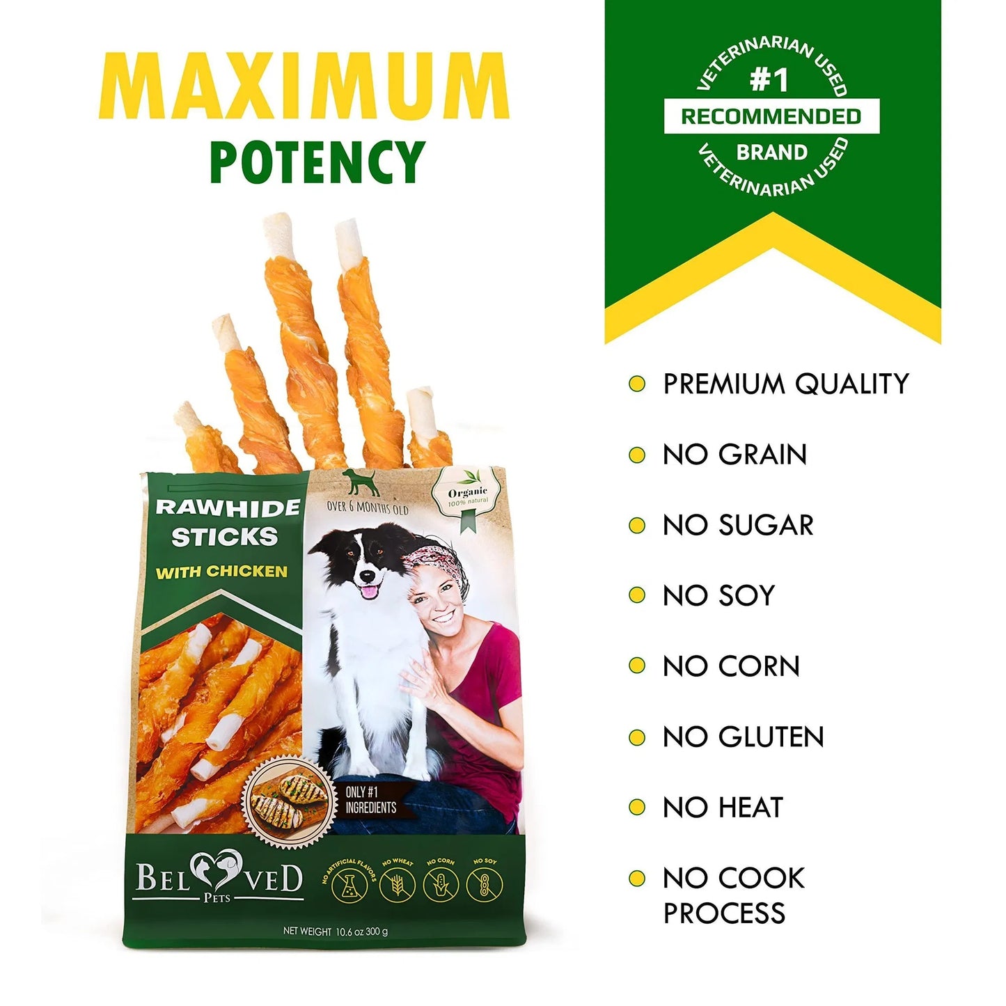 Dog Sticks Wrapped with Chicken – Natural Grain-Free Training Chew Treats (Bulk)