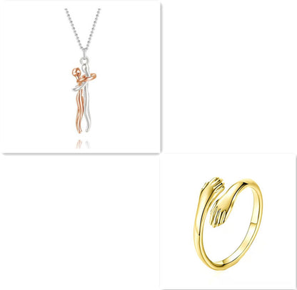 Love Hug Necklace for Couples – Unisex Jewelry Gift for Men and Women