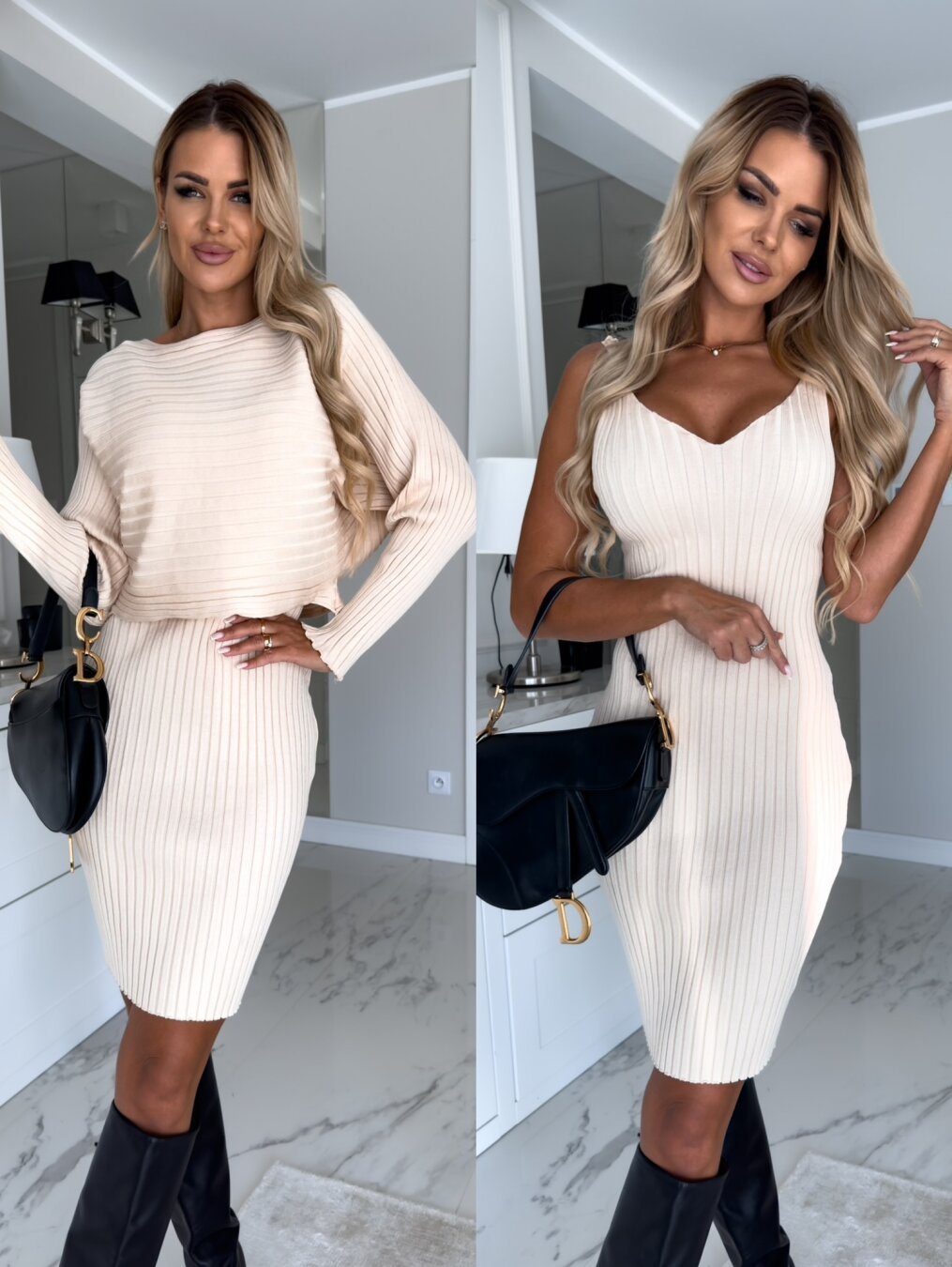 Women’s 2-Piece Stripe Top & Suspender Skirt Set