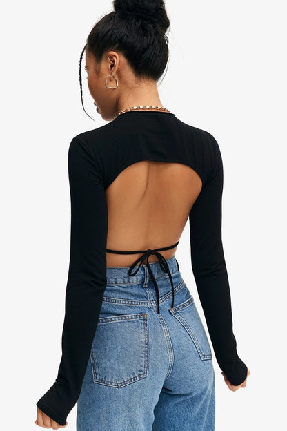 Women’s Solid Tie Backless Crop Top