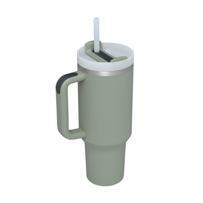 40 oz Insulated Tumbler with Handle & Straw – Stainless Steel Spill-Proof Travel Mug for Car, Office, Gym