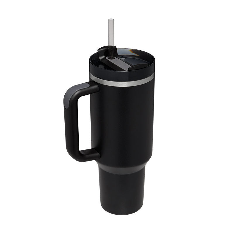 40 oz Insulated Tumbler with Handle & Straw – Stainless Steel Spill-Proof Travel Mug for Car, Office, Gym