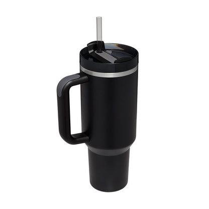 40 oz Insulated Tumbler with Handle & Straw – Stainless Steel Spill-Proof Travel Mug for Car, Office, Gym