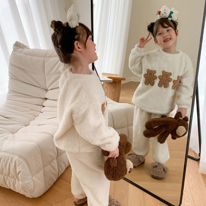 White Flannel Winter Pajamas – Girls’ Cozy Sleepwear Set