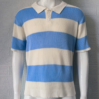Men’s Summer Lapel Sweater – Short Sleeve Lightweight Knit Shirt for Casual Fashion
