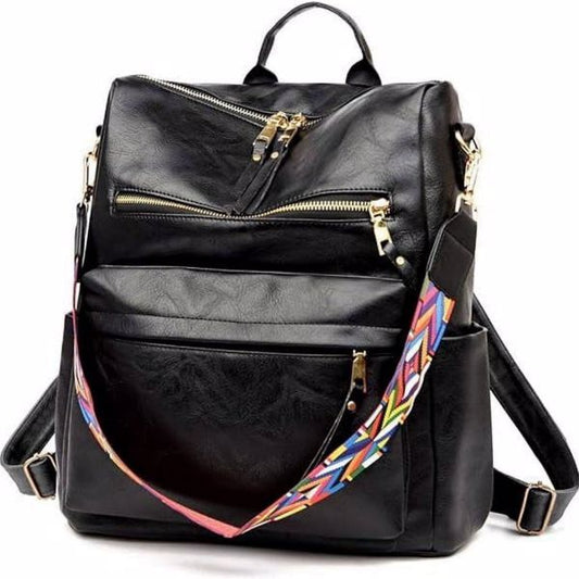 PU Leather Backpack – Stylish Casual Travel Bag for Women