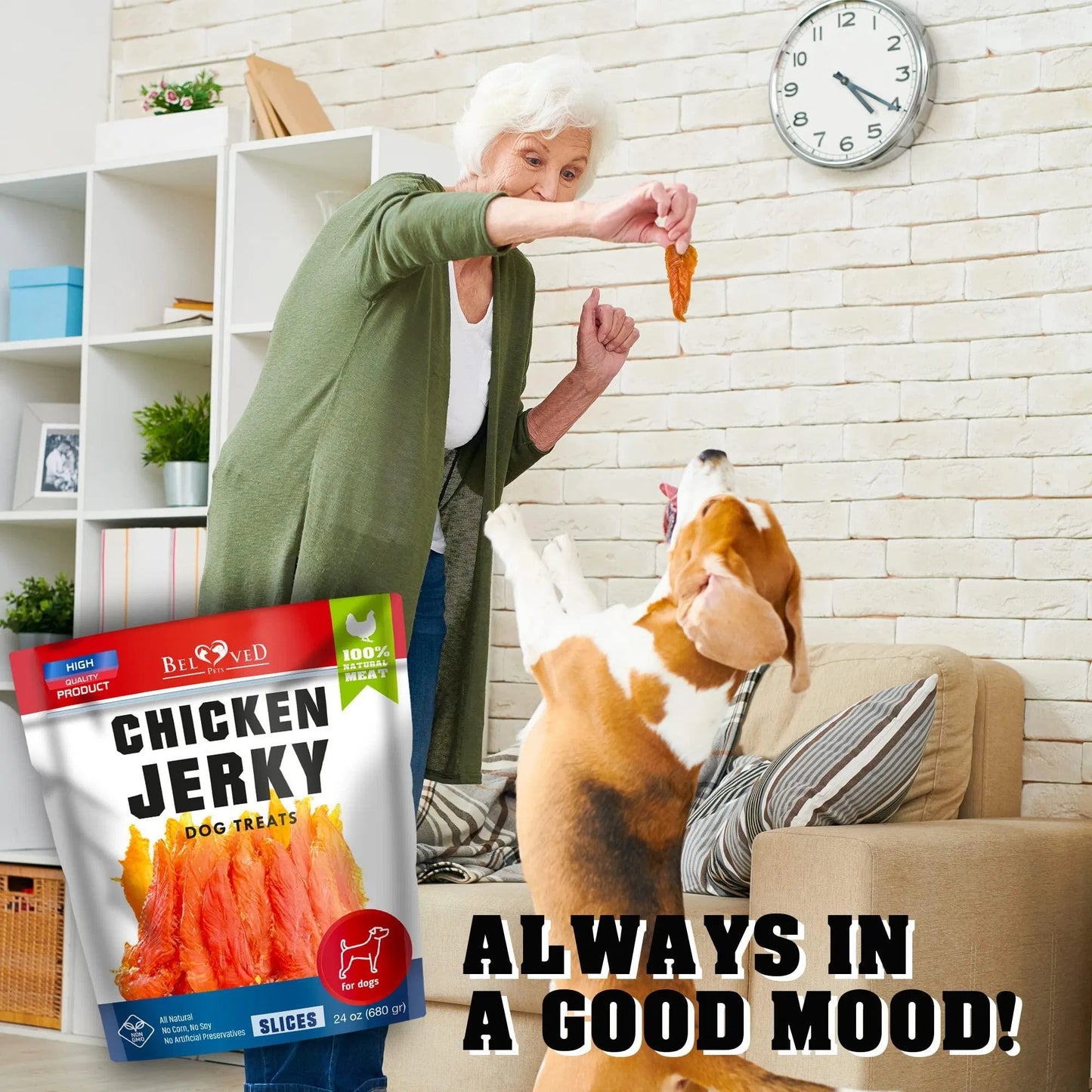 Chicken Jerky Dog Treats – All Natural Grain-Free High Protein Pet Snacks (1.5 lb)