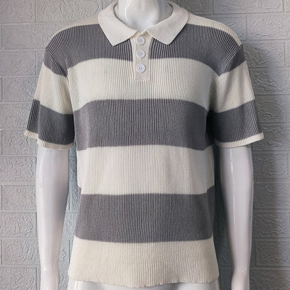 Men’s Summer Lapel Sweater – Short Sleeve Lightweight Knit Shirt for Casual Fashion
