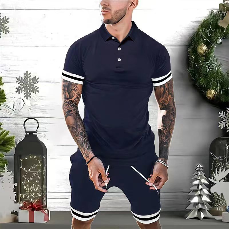 Men’s 2-Piece Summer Set – Short Sleeve Polo Shirt & Shorts Casual Tracksuit