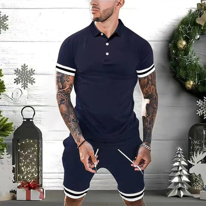 Men’s 2-Piece Summer Set – Short Sleeve Polo Shirt & Shorts Casual Tracksuit
