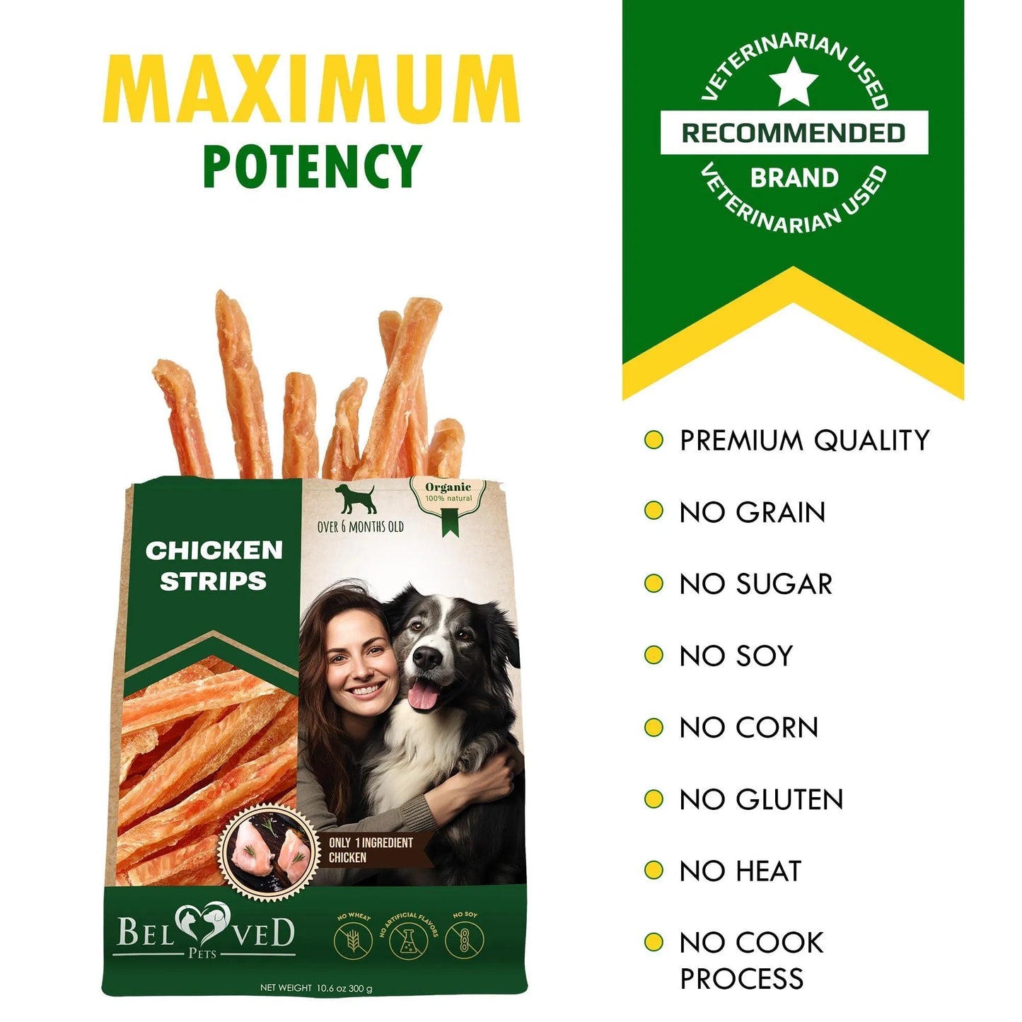 Chicken Strips Dog Treats – Human Grade Grain-Free Meat Sticks (10.6 oz)