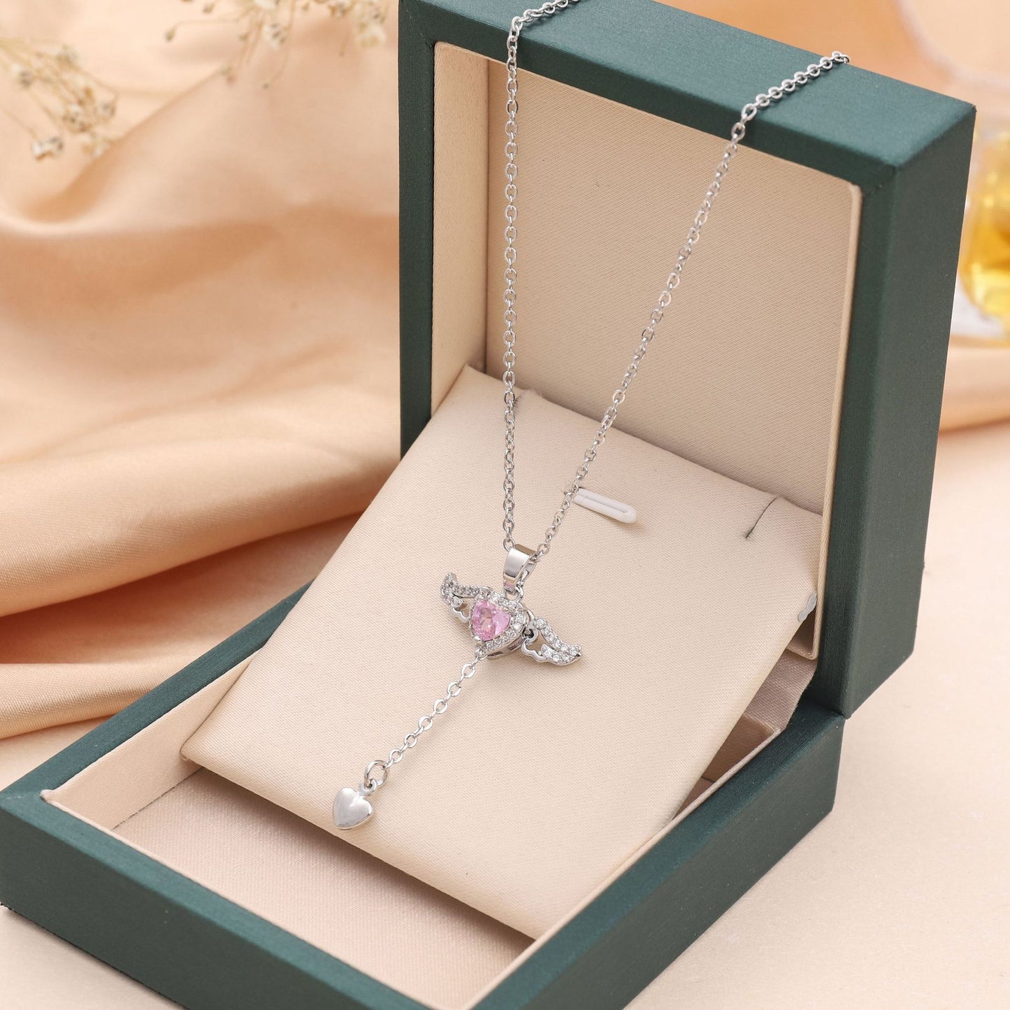 Cupid Heart Angel Wings Necklace – Valentine’s Jewelry Gift