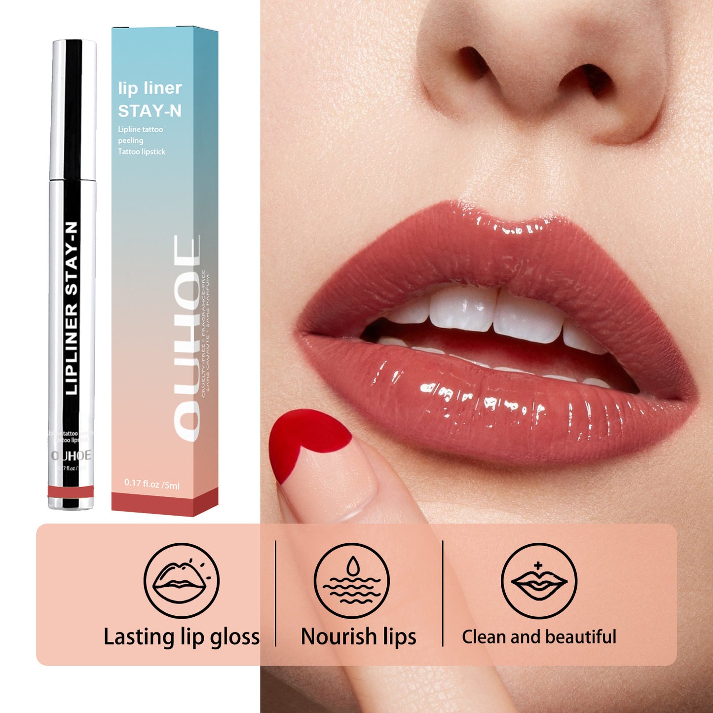 Dark Brown Lip Liner Pen – Waterproof & Long Lasting