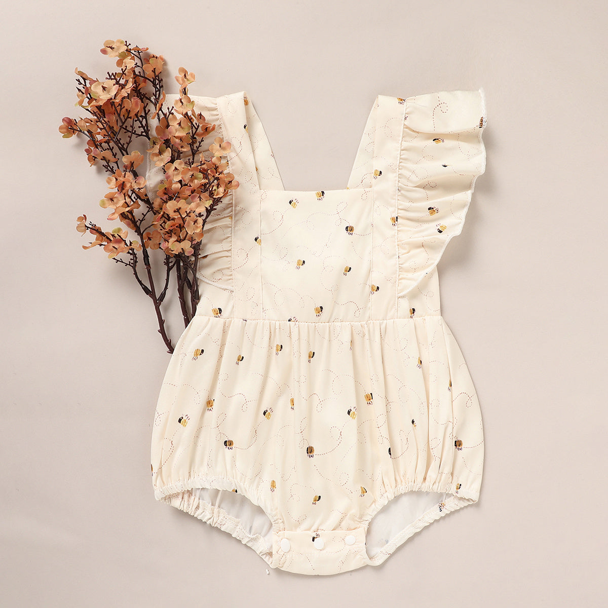 Baby Girl Bee Romper 1st Birthday Outfit Infant Bubble Romper